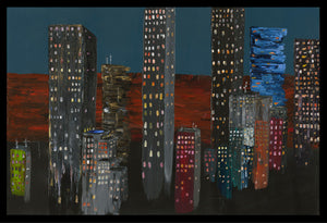 Big City Lights [Original Canvas, Framed] - Mat Bishop Fine Art Online Store